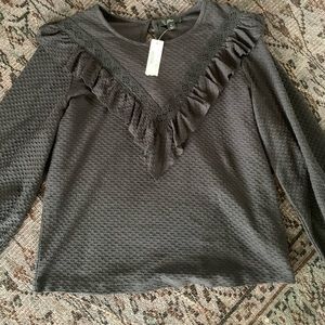 J. Crew black ruffle blouse